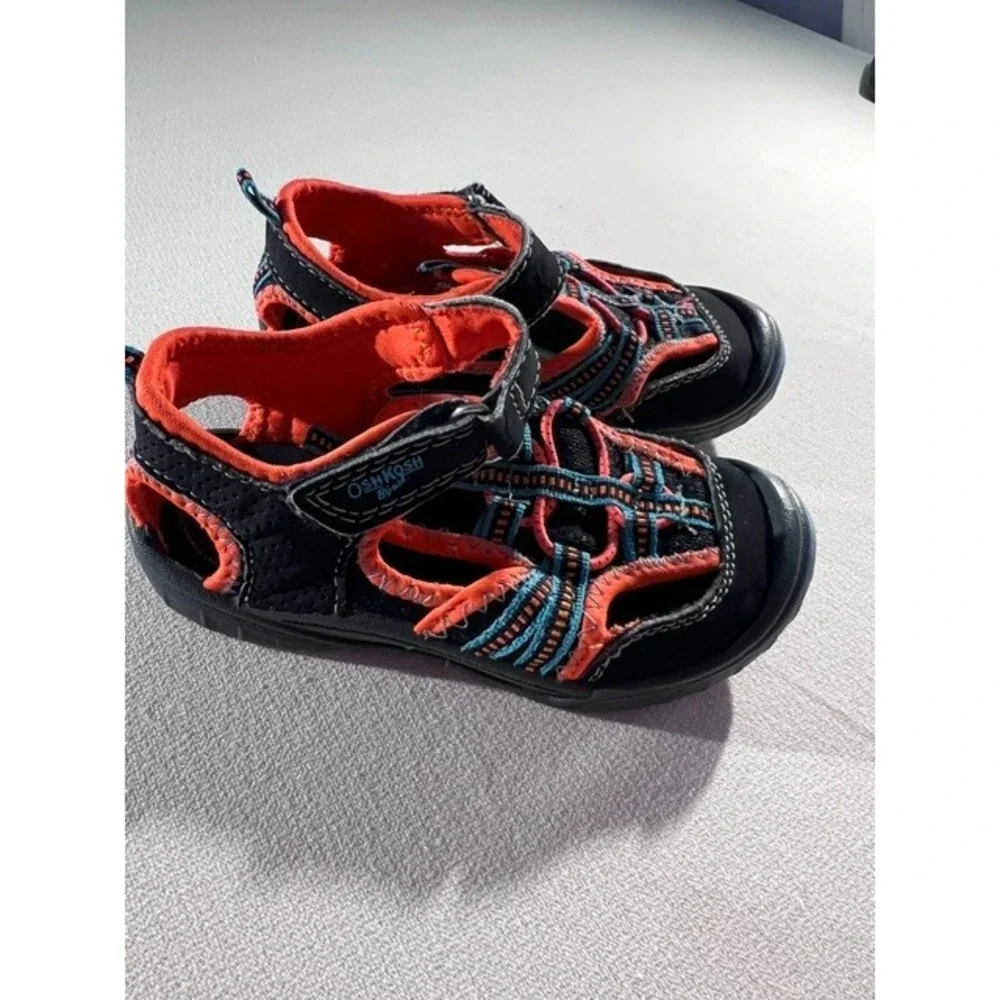 OshKosh B'gosh Water Sandals Kids Size 9 Black Orange Good JAX2-B Sporty